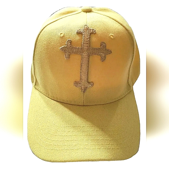NEW *The Cross* Baseball Cap! Gold Cross. Yellow Hat. Christianity. Unisex - Picture 2 of 7